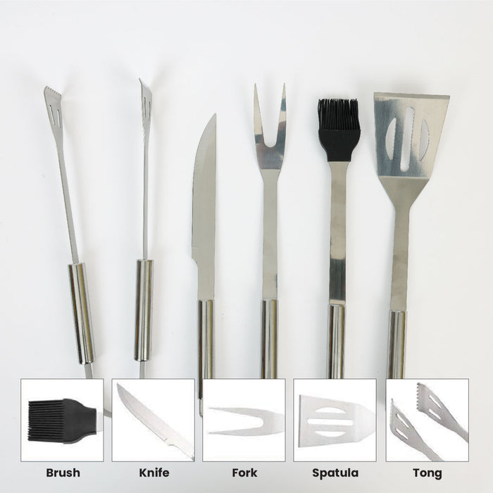 Premium Stainless Steel 5 pieces BBQ Grill Tool Set with Oxford Bag - Cotton Home