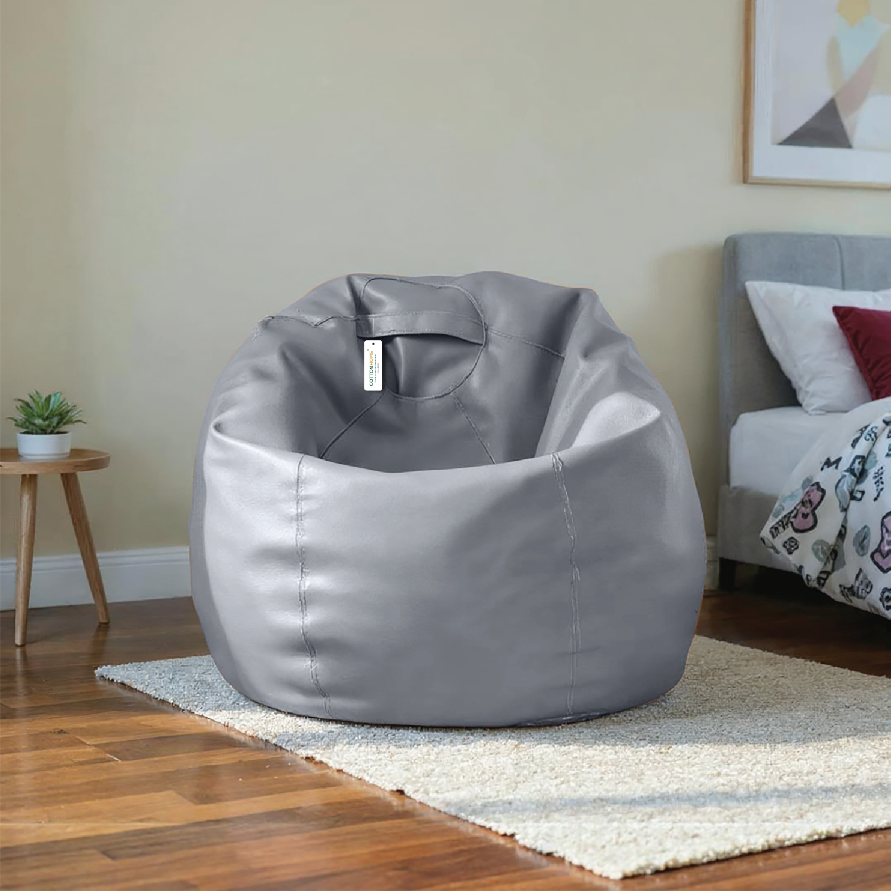 Adult Bean Bag Chair Premium PU Leather  62x105cm - Dark Grey