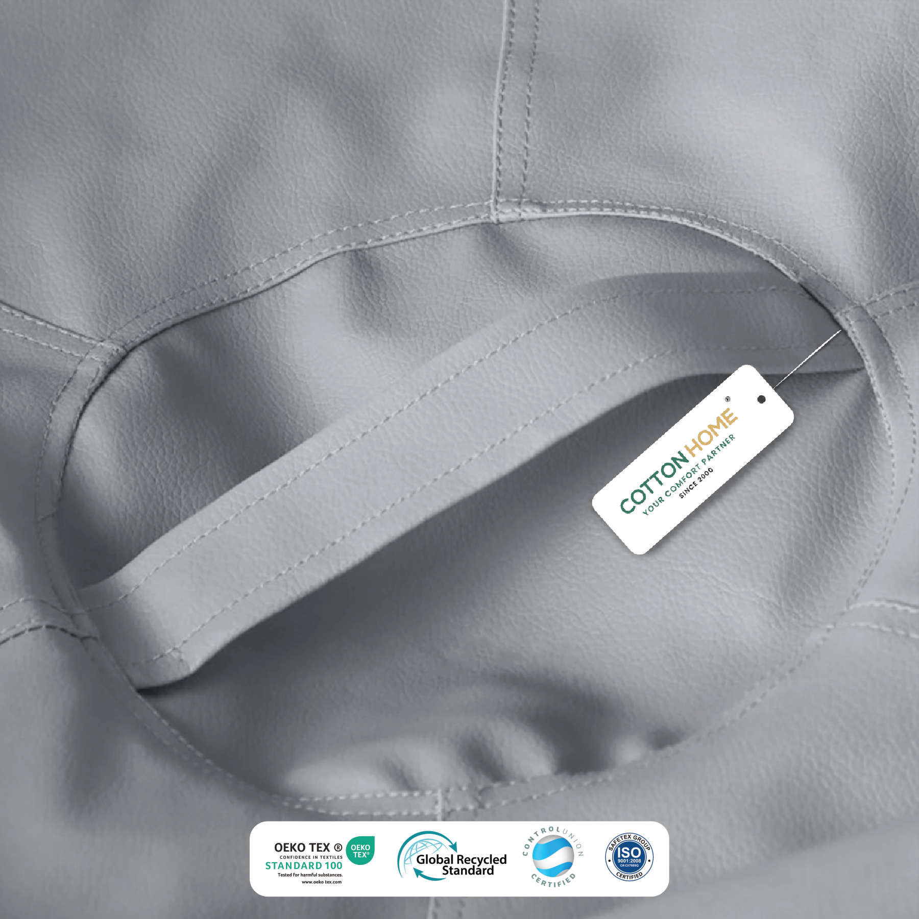 Adult Bean Bag Chair Premium PU Leather  62x105cm - Dark Grey