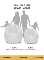 Kids Bean Bag Chair Premium PU Leather 50x80x80cm - Grey
