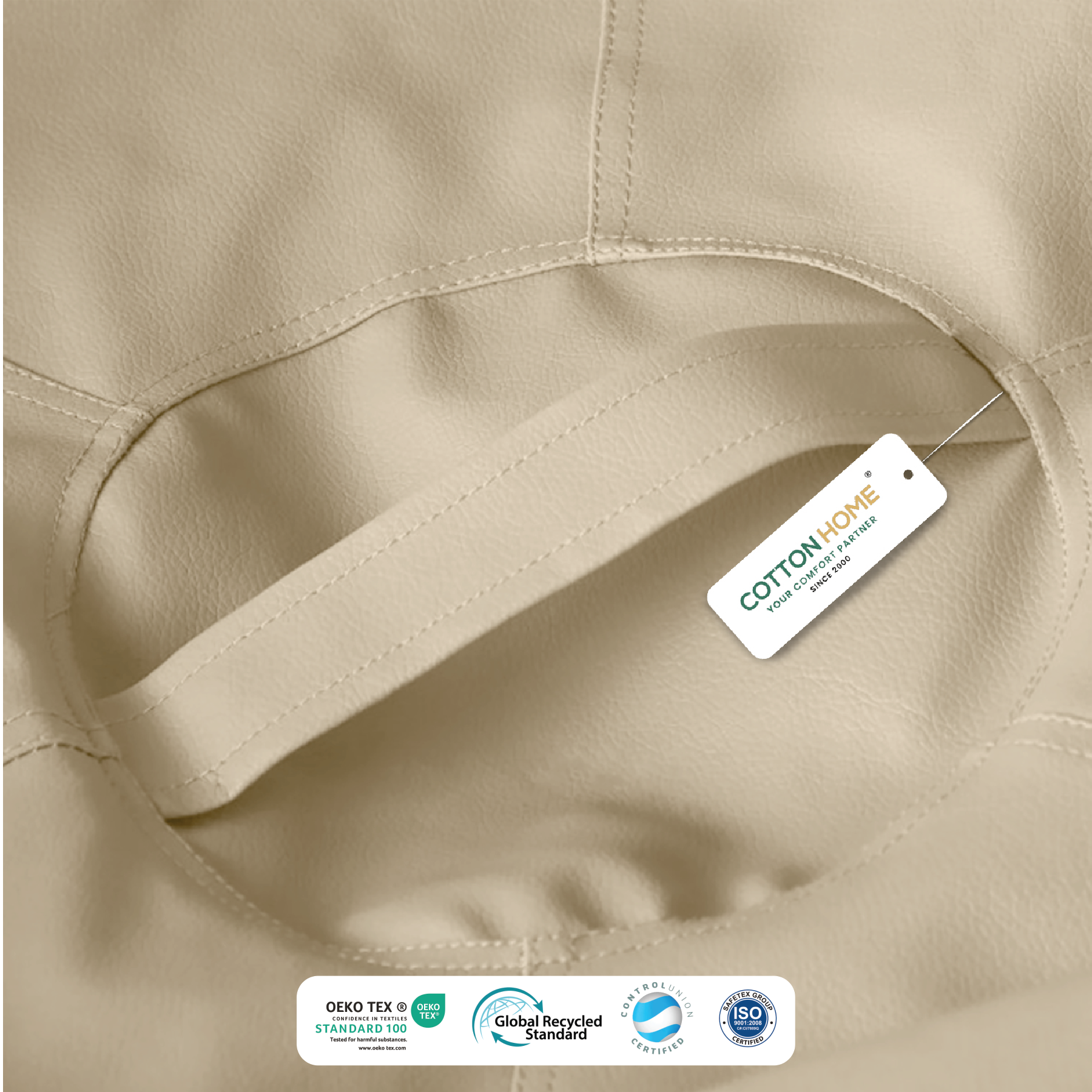 Adult Bean Bag Chair Premium PU Leather  62x105cm - Beige