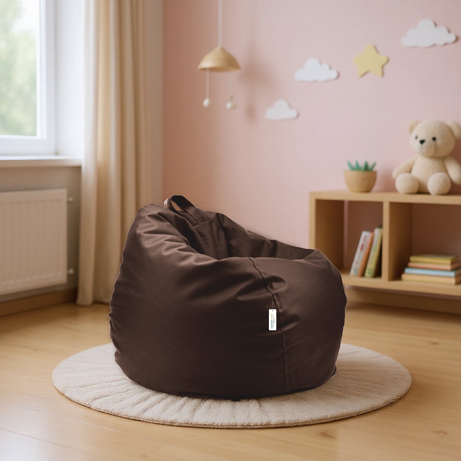 Kids Bean Bag Chair Premium PU Leather 50x80x80cm - Brown