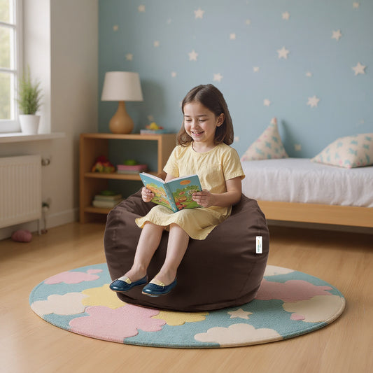 Kids Bean Bag Chair Premium PU Leather 50x80x80cm - Brown