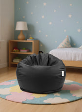 Kids Bean Bag Chair Premium PU Leather 50x80x80cm - Black