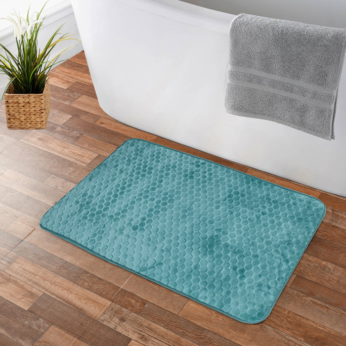 Luxury Memory Foam Cobblestone Bathmat - Teal | Cotton Home - Cotton Home