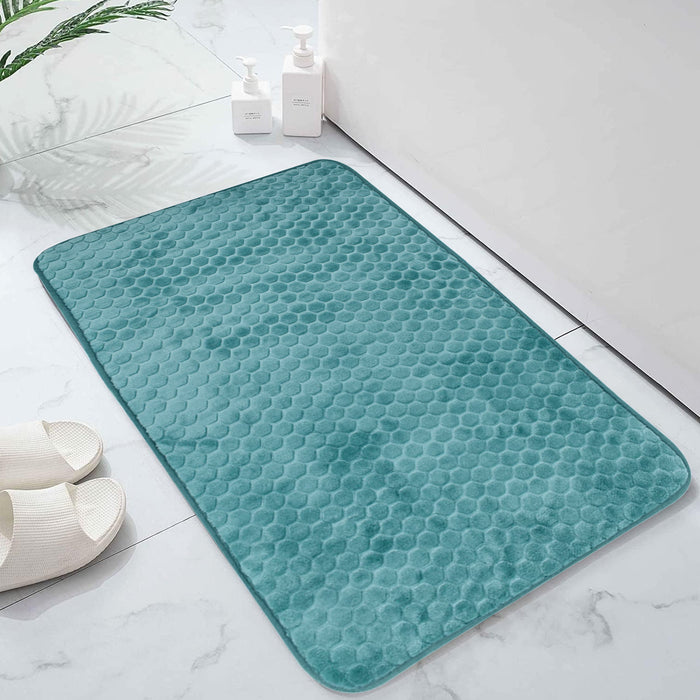 Luxury Memory Foam Cobblestone Bathmat - Teal | Cotton Home - Cotton Home