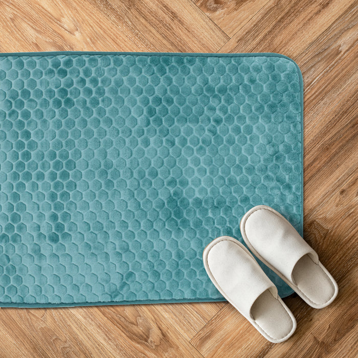 Luxury Memory Foam Cobblestone Bathmat - Teal | Cotton Home - Cotton Home