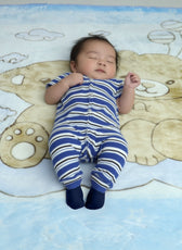 Ultra-Soft Bear Baby Blanket Lightweight & Cozy Plush with Embossed Designs, 140x110cm - Blue