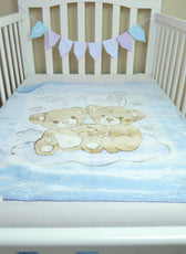 Ultra-Soft Bear Baby Blanket Lightweight & Cozy Plush with Embossed Designs, 140x110cm - Blue