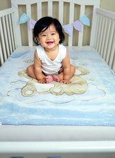 Ultra-Soft Bear Baby Blanket Lightweight & Cozy Plush with Embossed Designs, 140x110cm - Blue
