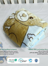Ultra-Soft Bear Baby Blanket Lightweight & Cozy Plush with Embossed Designs, 140x110cm - Blue