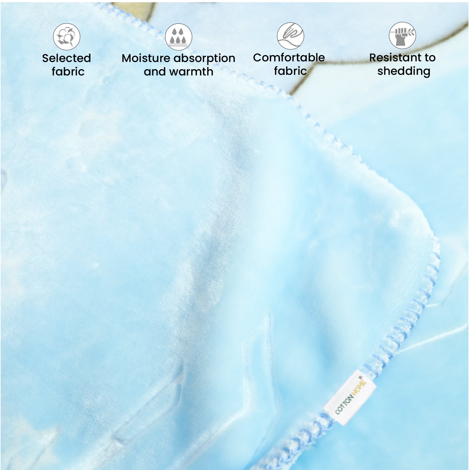 Ultra-Soft Bear Baby Blanket Lightweight & Cozy Plush with Embossed Designs, 140x110cm - Blue