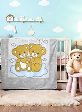 Ultra-Soft Bear Baby Blanket Lightweight & Cozy Plush with Embossed Design, 140x110cm - Grey
