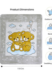 Ultra-Soft Bear Baby Blanket Lightweight & Cozy Plush with Embossed Design, 140x110cm - Grey