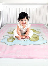 Ultra-Soft Bear Baby Blanket Lightweight & Cozy Plush with Embossed Designs, 140x110cm - Pink