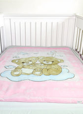 Ultra-Soft Bear Baby Blanket Lightweight & Cozy Plush with Embossed Designs, 140x110cm - Pink