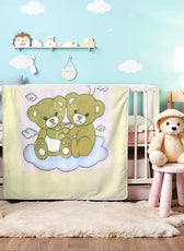 Ultra-Soft Bear Baby Blanket Lightweight & Cozy Plush with Embossed Design, 140x110cm - Yellow