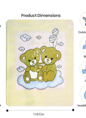Ultra-Soft Bear Baby Blanket Lightweight & Cozy Plush with Embossed Design, 140x110cm - Yellow