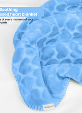 Premium Baby Blanket – Ultra Soft, Lightweight & Cozy Plush with Embossed Hearts, 140x110cm Blue