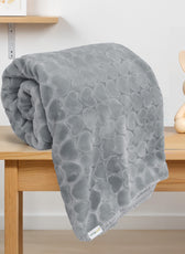 Premium Baby Blanket – Ultra Soft, Lightweight & Cozy Plush with Embossed Hearts, 140x110cm Grey