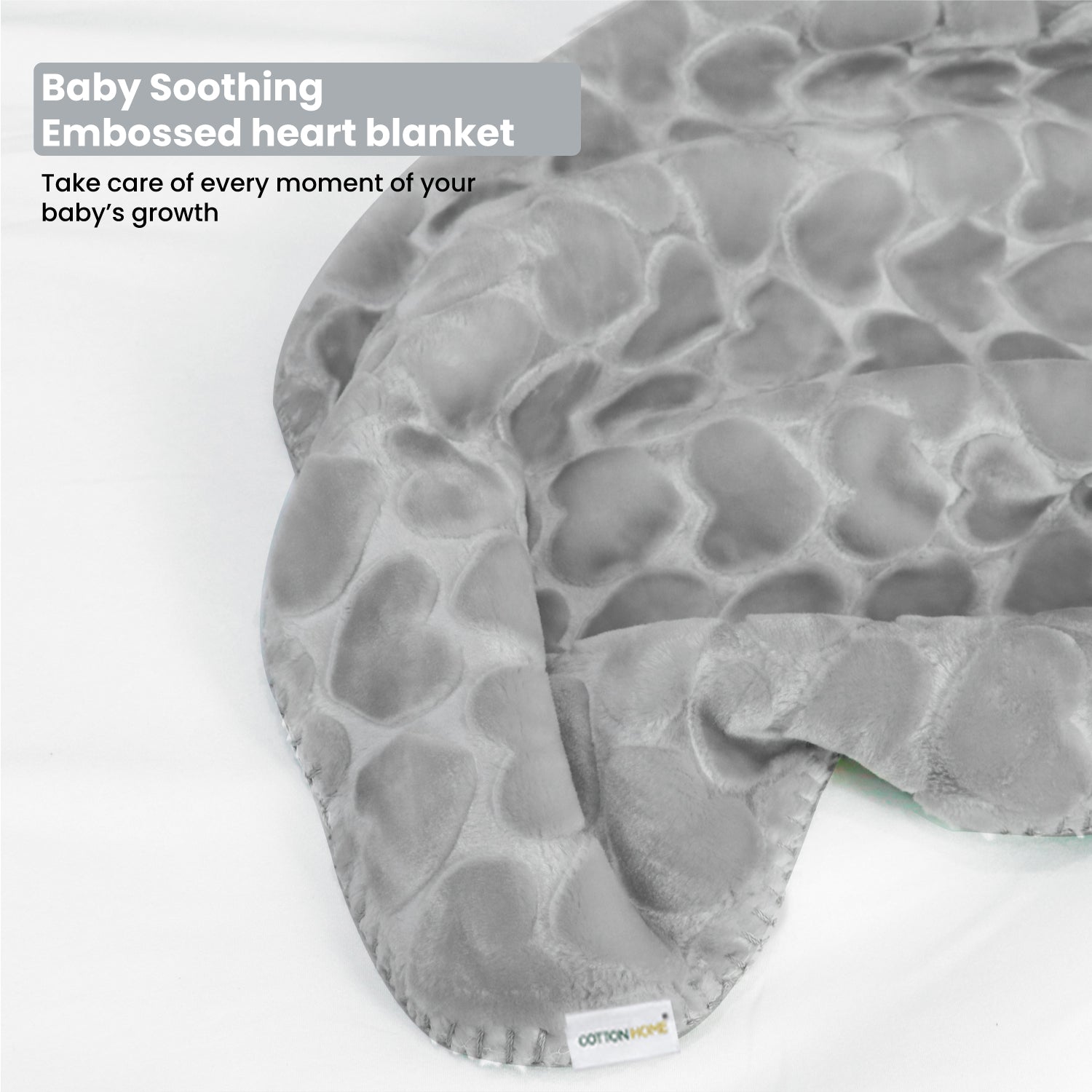 Premium Baby Blanket – Ultra Soft, Lightweight & Cozy Plush with Embossed Hearts, 140x110cm Grey