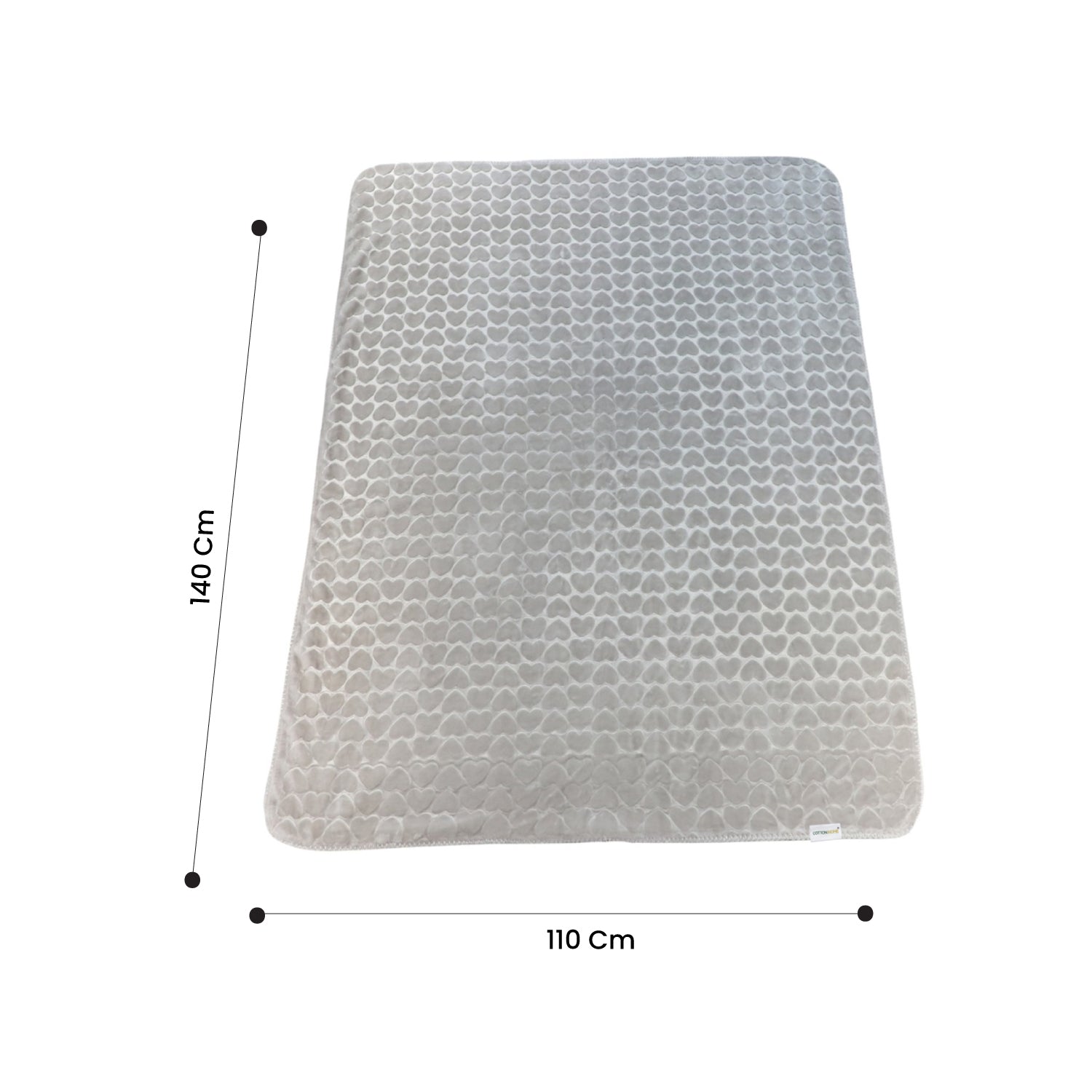 Premium Baby Blanket – Ultra Soft, Lightweight & Cozy Plush with Embossed Hearts, 140x110cm Grey