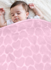 Premium Baby Blanket – Ultra Soft, Lightweight & Cozy Plush with Embossed Hearts, 140x110cm Pink