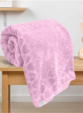 Premium Baby Blanket – Ultra Soft, Lightweight & Cozy Plush with Embossed Hearts, 140x110cm Pink