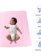 Premium Baby Blanket – Ultra Soft, Lightweight & Cozy Plush with Embossed Hearts, 140x110cm Pink