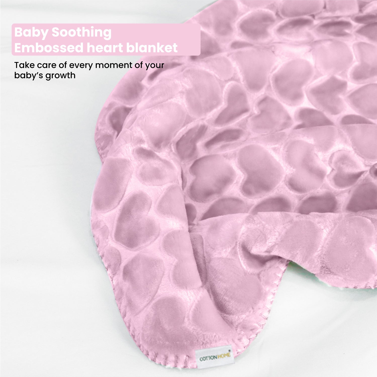 Premium Baby Blanket – Ultra Soft, Lightweight & Cozy Plush with Embossed Hearts, 140x110cm Pink