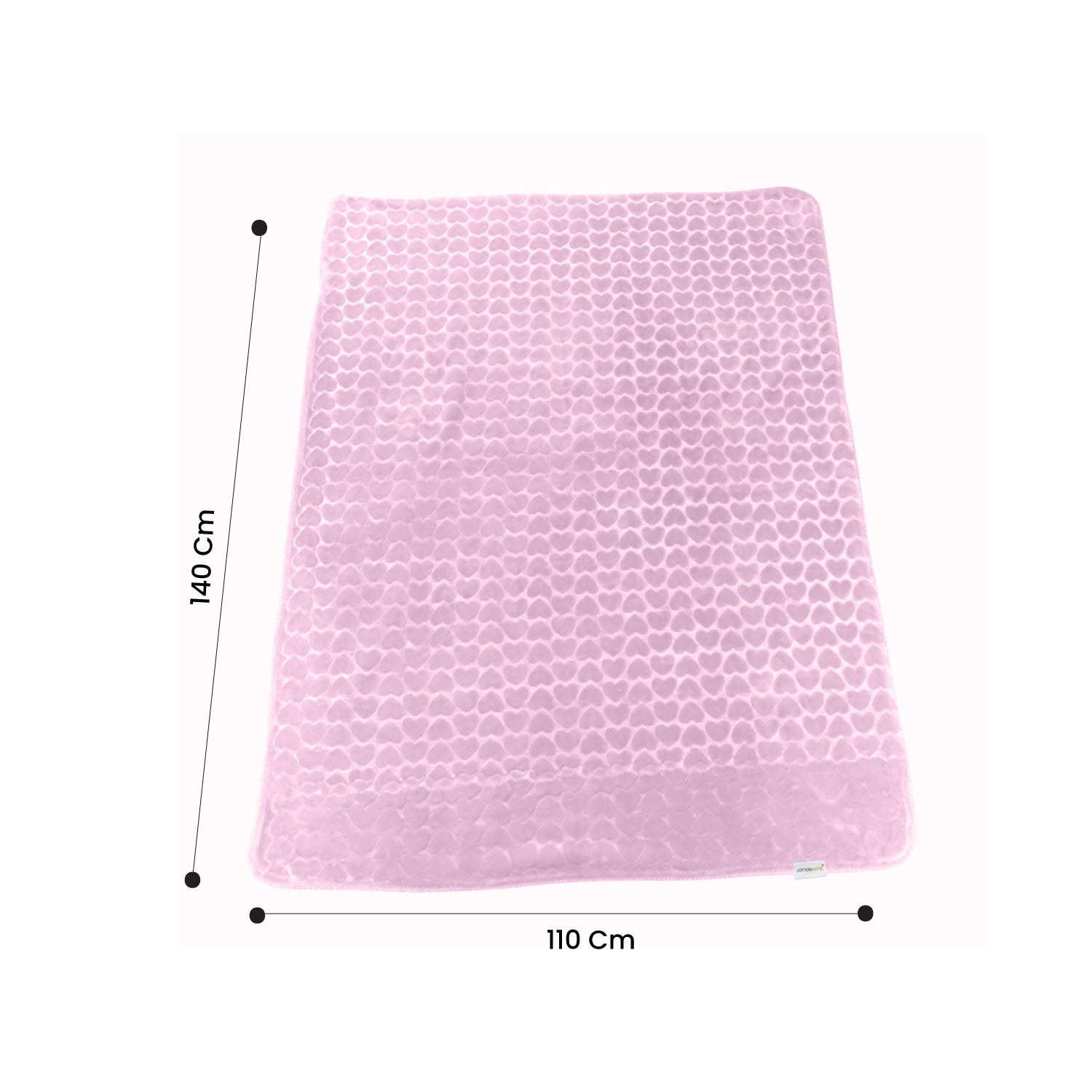 Premium Baby Blanket – Ultra Soft, Lightweight & Cozy Plush with Embossed Hearts, 140x110cm Pink