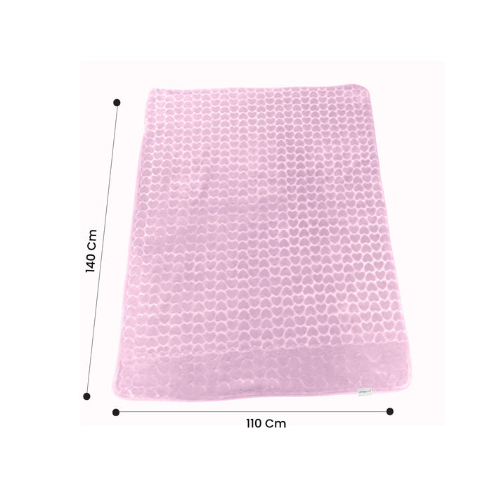 Premium Baby Blanket – Ultra Soft, Lightweight & Cozy Plush with Embossed Hearts, 140x110cm Pink