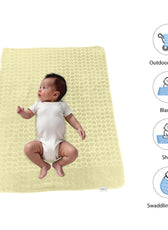 Premium Baby Blanket – Ultra Soft, Lightweight & Cozy Plush with Embossed Hearts, 140x110cm Yellow
