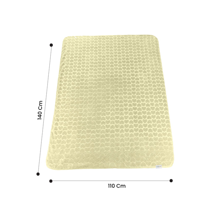 Premium Baby Blanket – Ultra Soft, Lightweight & Cozy Plush with Embossed Hearts, 140x110cm Yellow