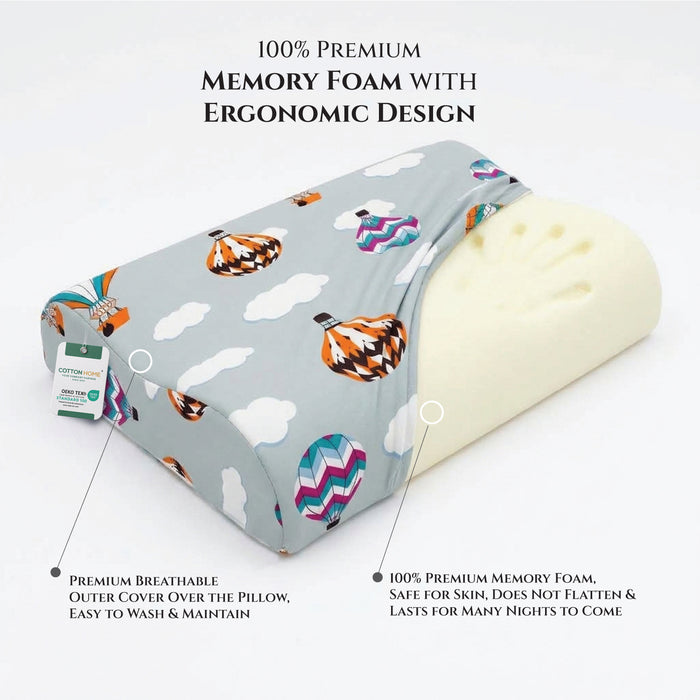 Kids Contour Memory Foam Pillows - Air Balloon (26x38cm)