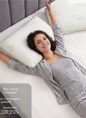 Women lying on memory foam pillow