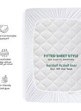 Premium Bamboo Grey Mattress Protector 90x200+35CM Breathable & Waterproof - Cotton Home