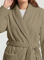 Plush Cotton Adult Bathrobe 100% Cotton Thick & Absorbent - Khaki