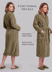 Plush Cotton Adult Bathrobe 100% Cotton Thick & Absorbent - Khaki