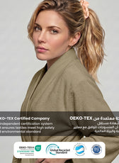 Plush Cotton Adult Bathrobe 100% Cotton Thick & Absorbent - Khaki