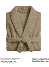 Plush Cotton Adult Bathrobe 100% Cotton Thick & Absorbent - Khaki