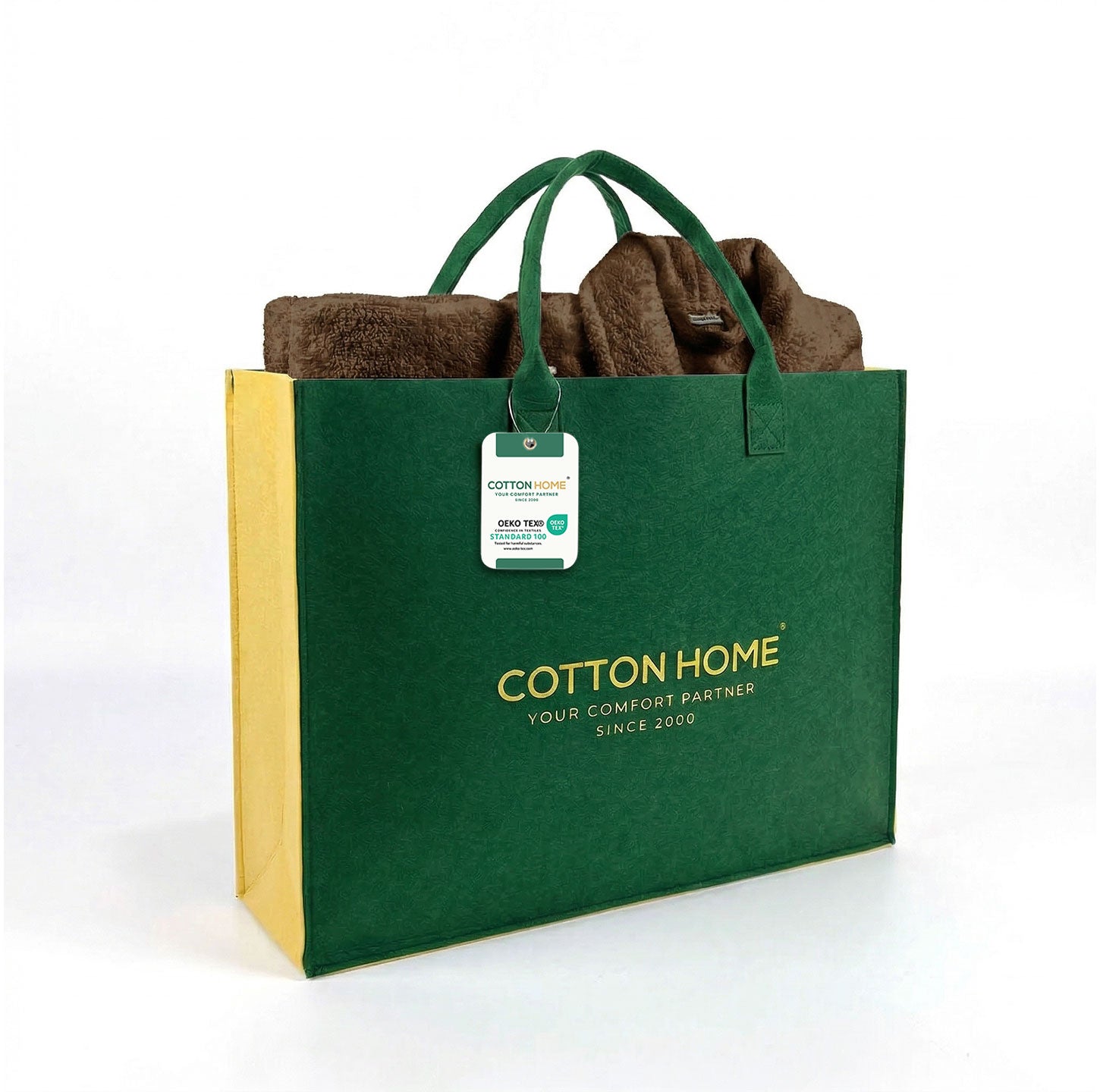 Luxury 7PC Egyptian Cotton Bath Bundle Set Brown – Bathrobe, Towels, Slippers