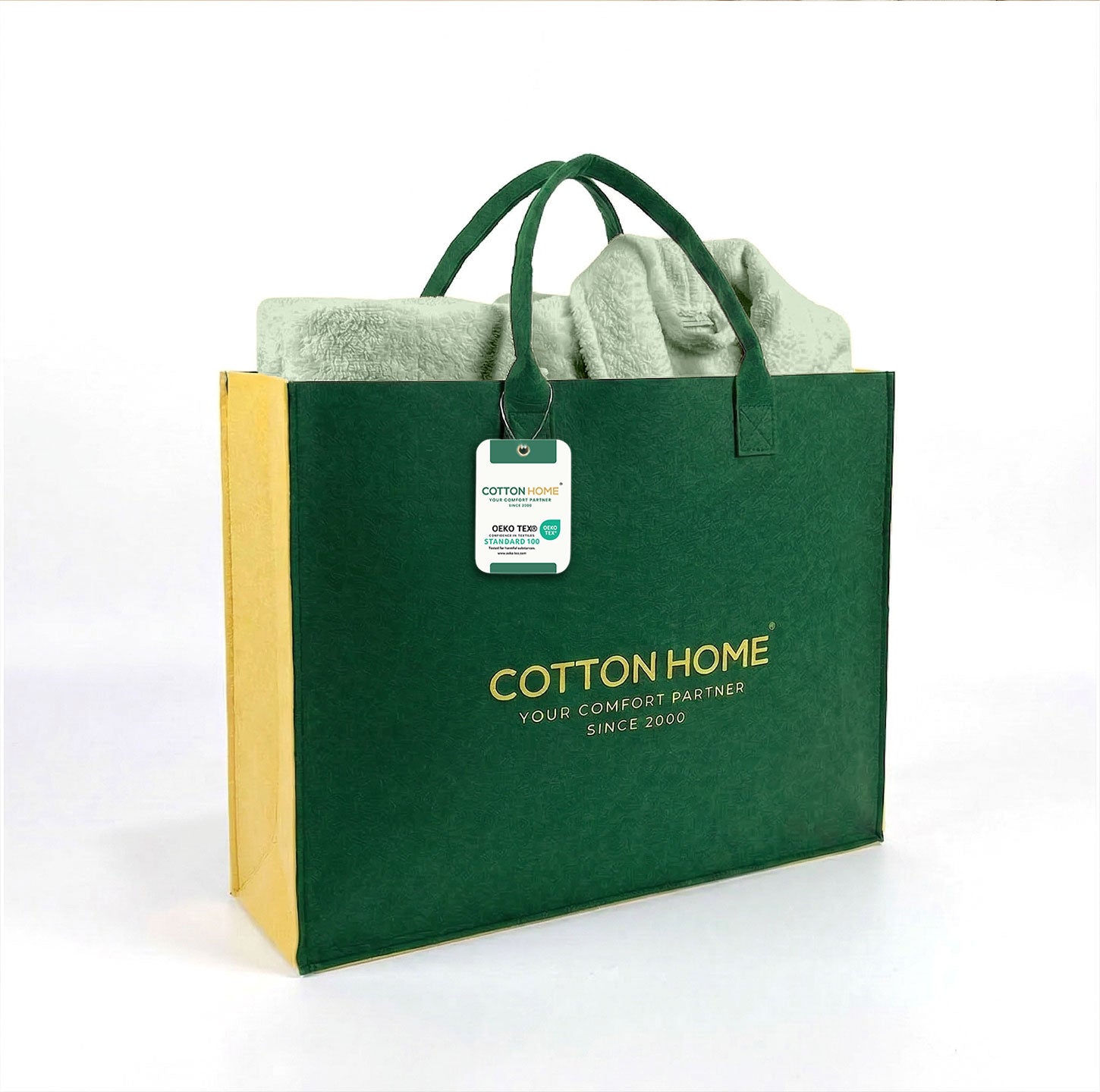 Luxury 7PC Egyptian Cotton Bath Bundle Set Mint Green – Bathrobe, Towels, Slippers