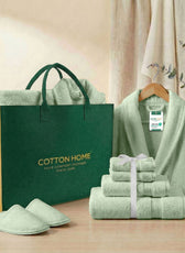 Luxury 7PC Egyptian Cotton Bath Bundle Set Mint Green – Bathrobe, Towels, Slippers