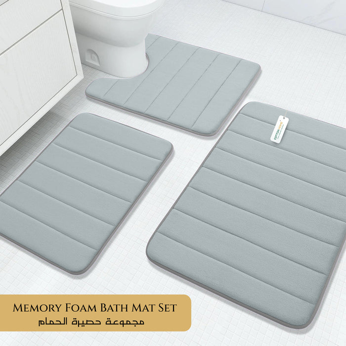 Memory Foam Bath Mats – 3-Piece Non-Slip Bathroom Rug Set for Ultimate Comfort & Absorbency
