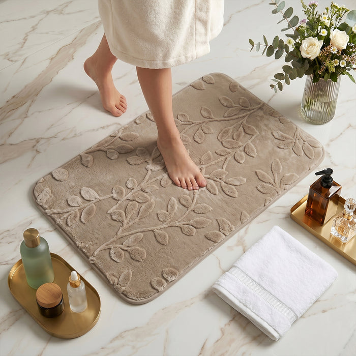 Bath Mat Set 2-Piece Highly absorbent Anti-Skid - 90x60 cm Beige