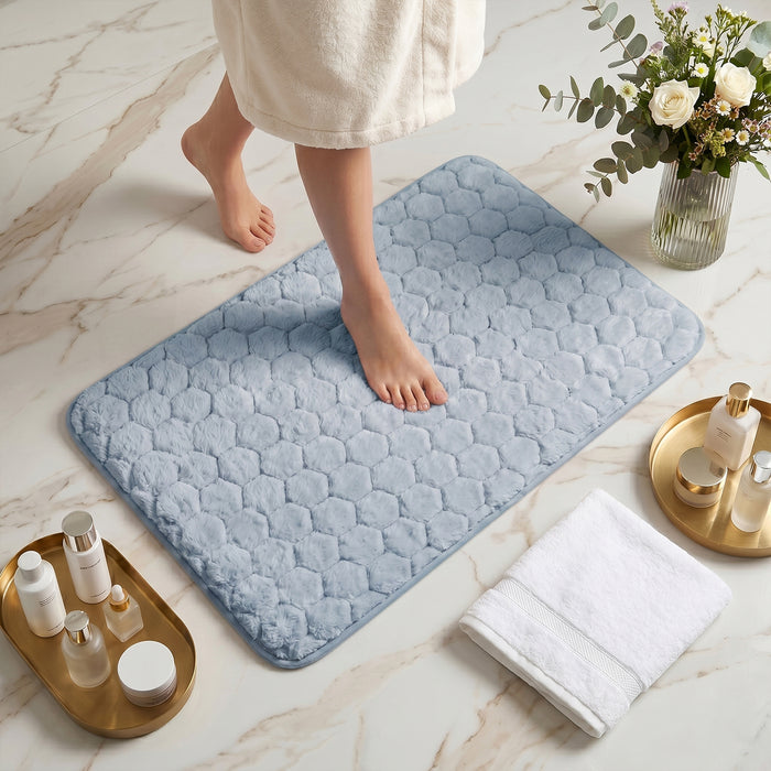 Bath Mat Set 2-Piece Highly absorbent Anti-Skid - 90x60 cm Diamond Blue