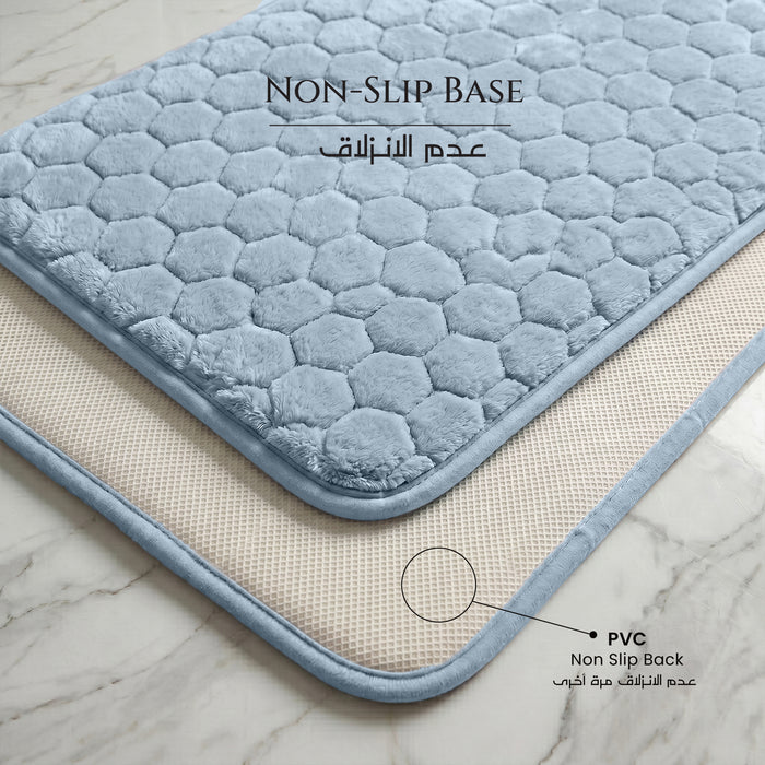 Bath Mat Set 2-Piece Highly absorbent Anti-Skid - 90x60 cm Diamond Blue