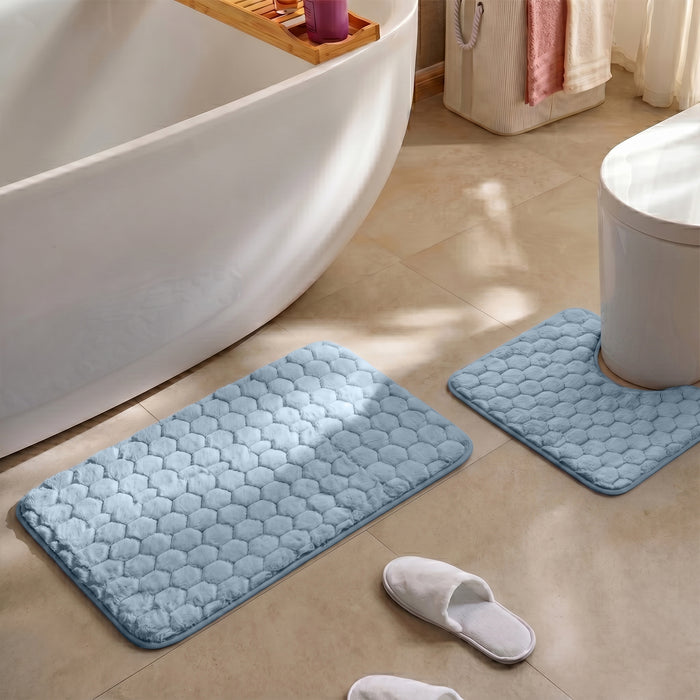 Bath Mat Set 2-Piece Highly absorbent Anti-Skid - 90x60 cm Diamond Blue