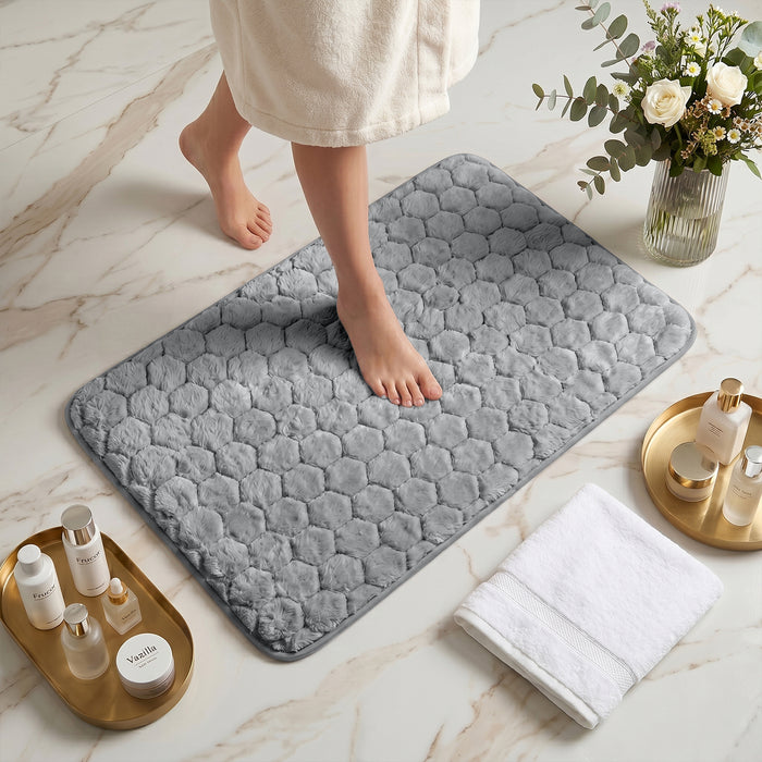Bath Mat Set 2-Piece Highly absorbent Anti-Skid - 90x60 cm Diamond Grey